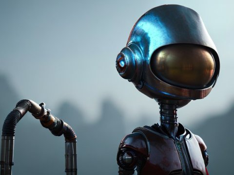 Futuristic Alien Astronaut with Reflective Helmet