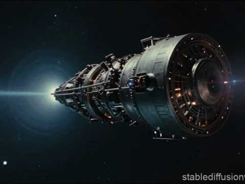 Futuristic Alien Engine in Deep Space