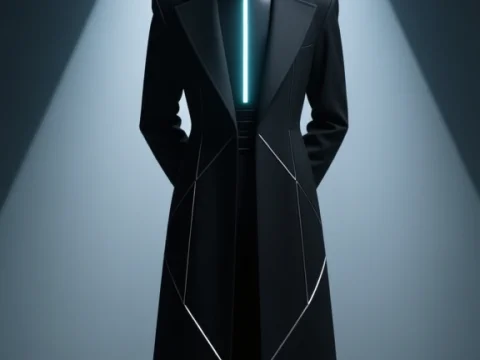 Futuristic Android Leader in Illuminated Spotlight