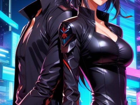 Futuristic Anime Duo in Sleek Black Outfits