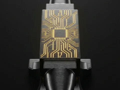 Futuristic Anvil with Integrated Circuit Design