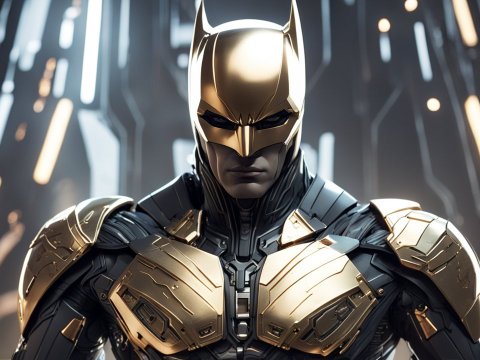 Futuristic Armored Batman in High-Tech Suit