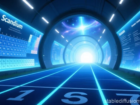 Futuristic Athletic Tunnel with Glowing Track and Sci-Fi Displays