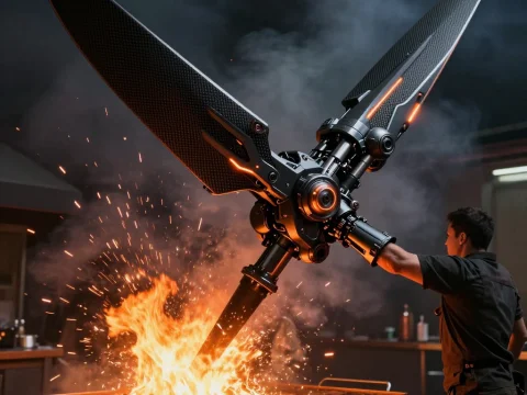 Futuristic BBQ Fan Concept with Mechanical Blades