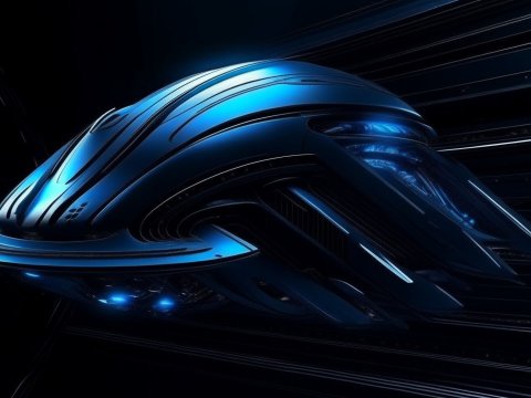 Futuristic Blue 3D Abstract Design in Dark Mode