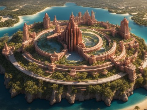 Futuristic Circular City on a Tropical Island