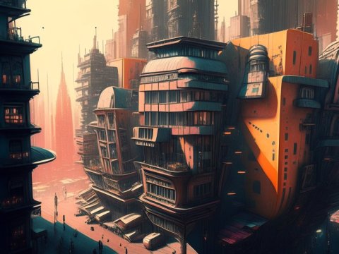 Futuristic Cityscape with Unique Architectural Designs
