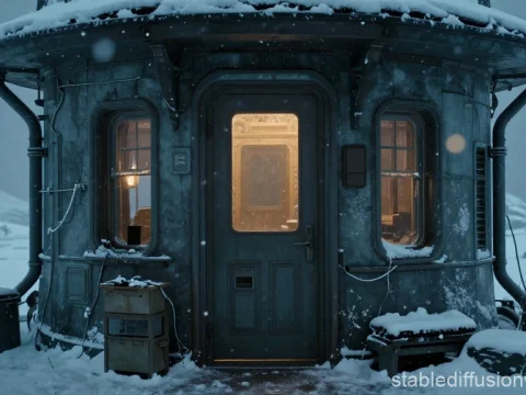 Futuristic Cozy Home in Snowy Landscape