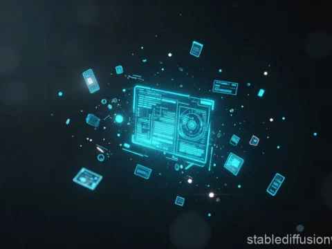 Futuristic Cyan Holographic Interface Fragments