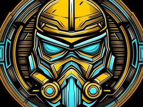 Futuristic Cyber Helmet Emblem