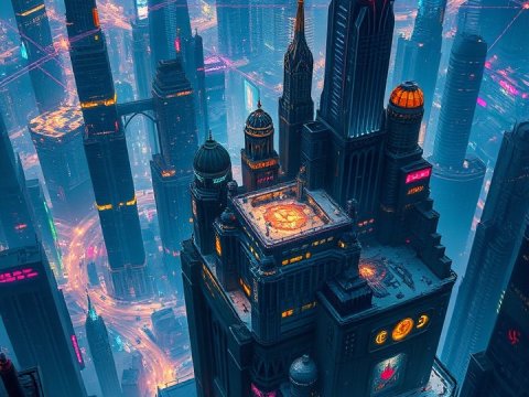 Futuristic Cyberpunk Cityscape at Dusk