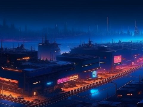 Futuristic Cyberpunk Cityscape at Night