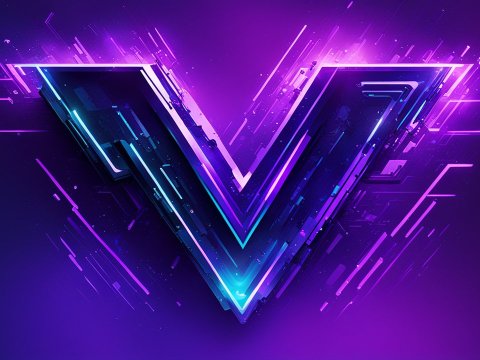 Futuristic Cyberpunk V Logo with Neon Glow