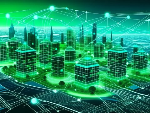 Futuristic Digital City Network Visualization