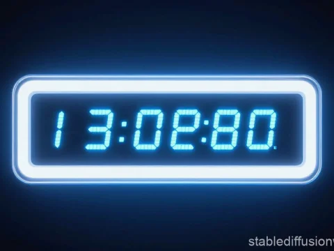 Futuristic Digital Timer Display in Neon Blue
