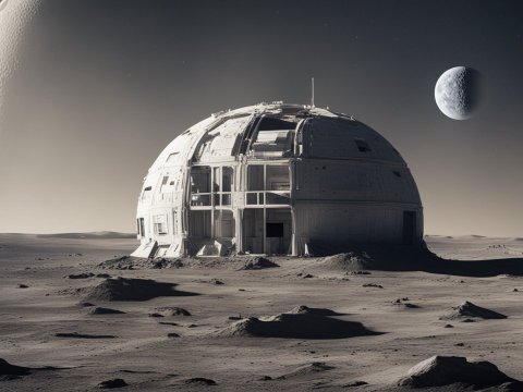 Futuristic Dome Structure on a Moon-like Surface