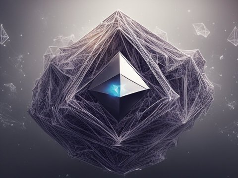 Futuristic Ethereum Symbol Surrounded by Digital Web
