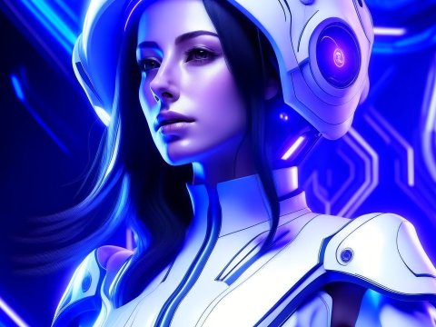 Futuristic Female Commander in High-Tech Armor