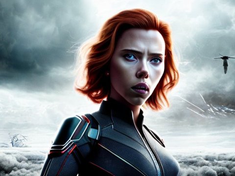 Futuristic Female Warrior in Battle Scene