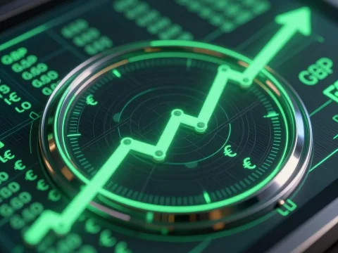 Futuristic Financial Dashboard with Rising Graph