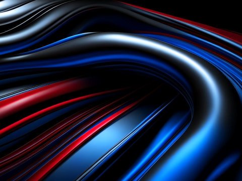 Futuristic Flowing Metallic Ribbons in Dark Mode