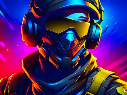 Futuristic Fortnite Soldier in Vibrant Neon Colors