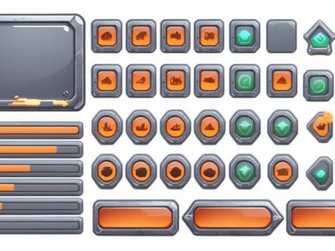 Futuristic Game UI Button and Progress Bar Set