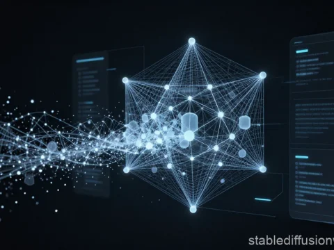 Futuristic Geometric Data Network Visualization
