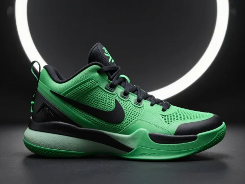 Futuristic Green Nike Basketball Shoe with Black Accents