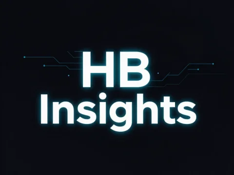 Futuristic HB Insights Logo with Digital Circuit Elements