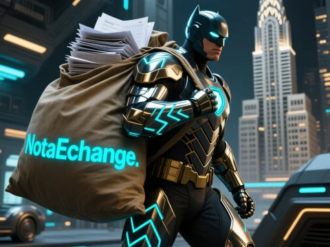 Futuristic Hero Carrying Documents in Cyber City