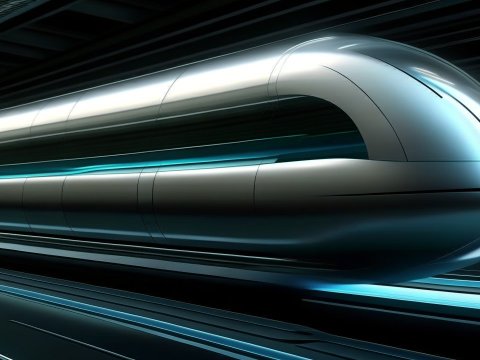 Futuristic High-Speed Train in Sleek Tunnel