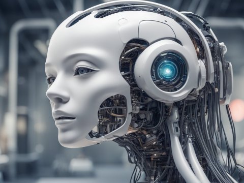 Futuristic Humanoid Robot in Advanced Society