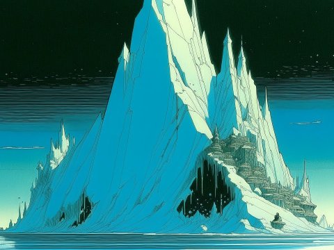 Futuristic Ice Mountain Cityscape