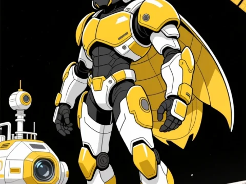 Futuristic Insectoid Robot in Space Landscape