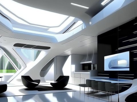 Futuristic Minimalist Interior with Sleek Design
