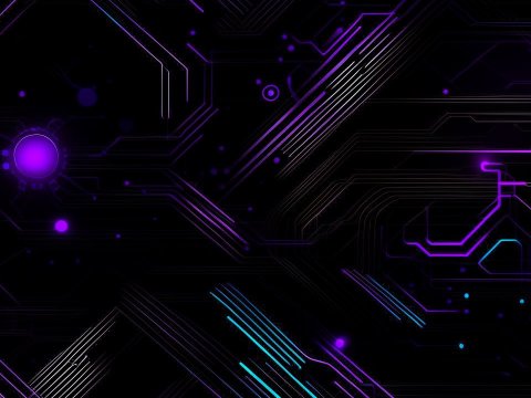 Futuristic Neon Circuitry on Black Background