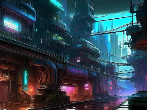 Futuristic Neon Cityscape at Dusk