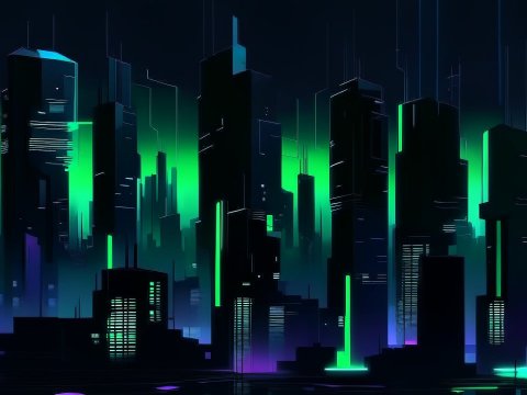 Futuristic Neon Cityscape at Night