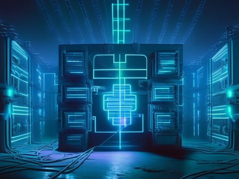 Futuristic Neon Power Grid Room