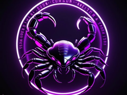 Futuristic Neon Scorpion with Glowing Purple Aura