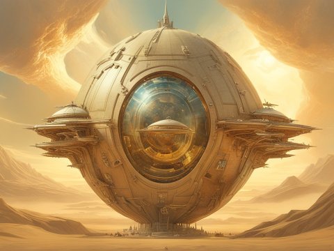 Futuristic Orbital Structure in Desert Landscape