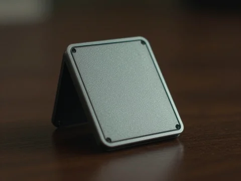 Futuristic Pocket Magnet Device on Wooden Surface