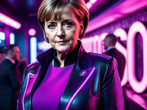 Futuristic Portrait of a Woman in Neon-Lit Setting