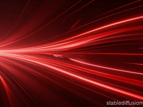 Futuristic Red Light Streaks in Motion