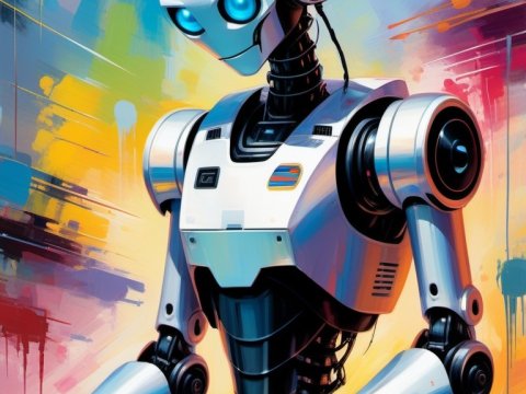 Futuristic Robot DJ Mixing Music