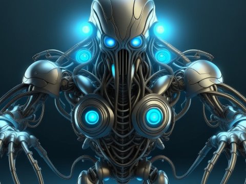Futuristic Robotic Superhero with Glowing Tentacles