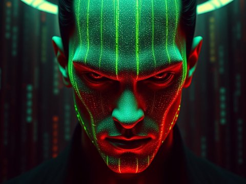 Futuristic Sci-Fi Avatar with Neon Matrix Lines