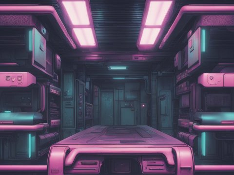 Futuristic Sci-Fi Interior with Neon Lighting