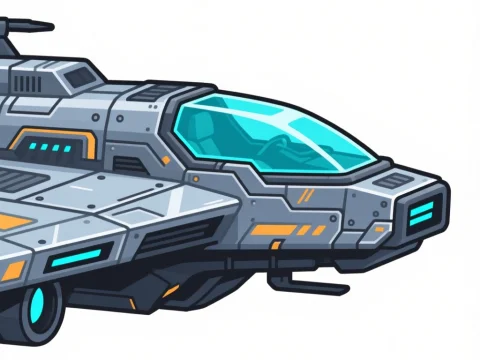 Futuristic Sci-Fi Spaceship Game Sprite